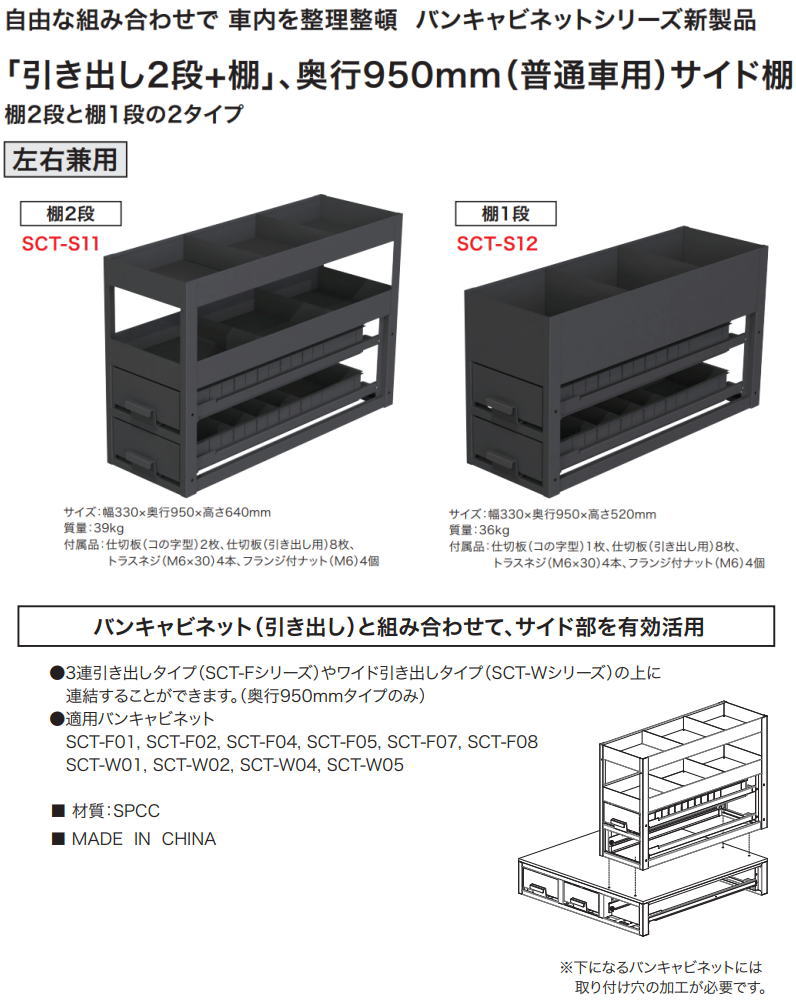 バンキャビネット(サイド棚) SCT-S12 ジェフコム デンサン 直送品 法人