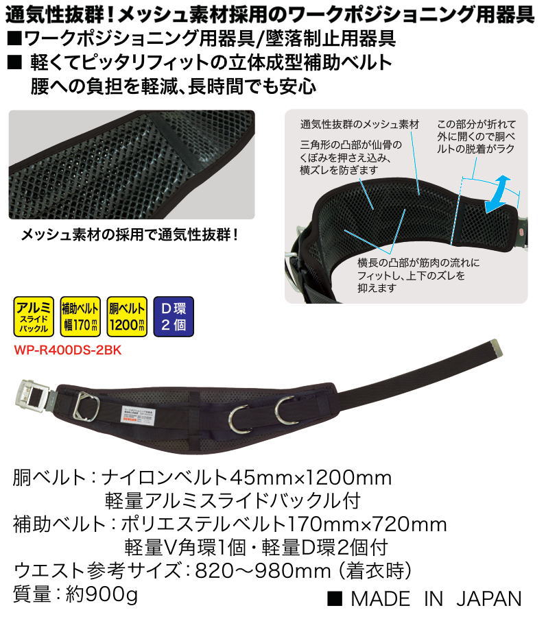 DENSAN（デンサン） ワークポジショニング用器具 WP-R400DS-2BK 腰