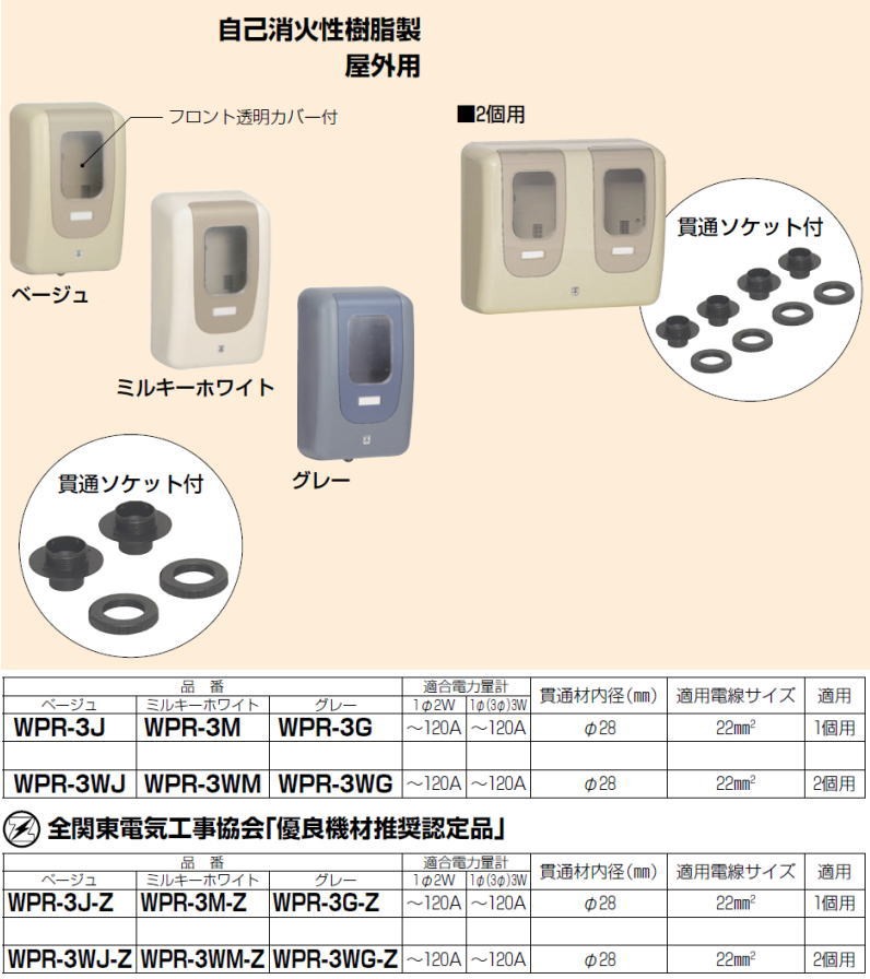 売り切れ必至！ 未来工業電力量計ボックス（隠ぺい型）WPR-3J1個（直送品） - キャビネット／ボックス（制御盤関連） -  www.thjodfelagid.is