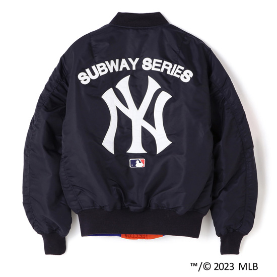 AVIREX x MLB アヴィレックス x メジャーリーグベースボール MA 1 ジャケット SUBWAY SERIES MA 1 ヤンキース メッツ リバーシブル ネイビー オレンジ L XL XXL :ax164:SOULSTYLE ソウルスタイル