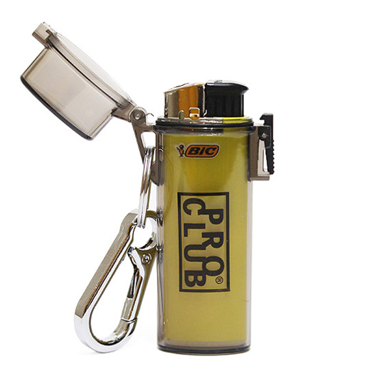 PRO CLUB プロクラブ ライターケース キーチェーン LIGHTER CASE KEYCHAIN 防水 プラスチック製 BIC カラビナ  キーホルダー 半透明 ブラックロゴ : pc49 : SOULSTYLE ソウルスタイル - 通販 - Yahoo!ショッピング