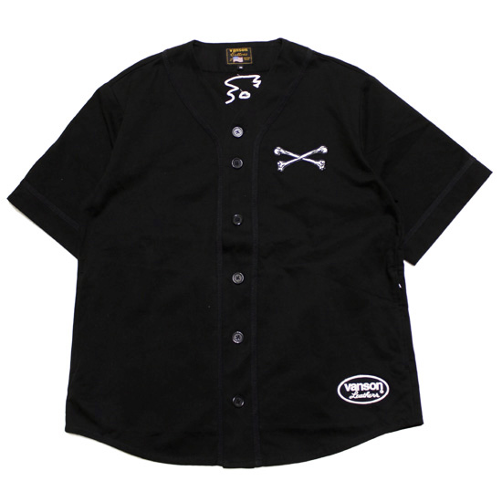 正規品スニダン購入　ロゴワッペンコットンベースボール半袖シャツ VANSON（バンソン） ベースボールシャツ BASEBALL SHIRT ワイド