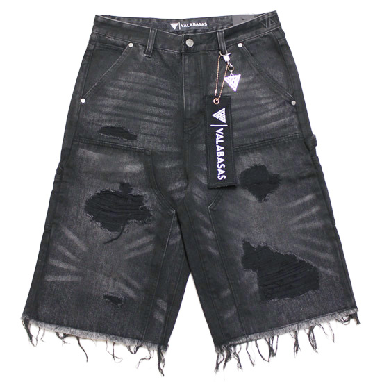 VALABASAS サイズ32 ダメージリペアワイドレッグデニ　バラバサス VALABASAS ヴァラバサス デニムショーツ REVOLT DENIM SHORTS