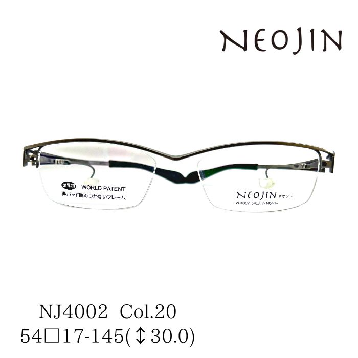 メガネフレーム／ネオジン] NEOJIN NJ4002 鼻パッドがない