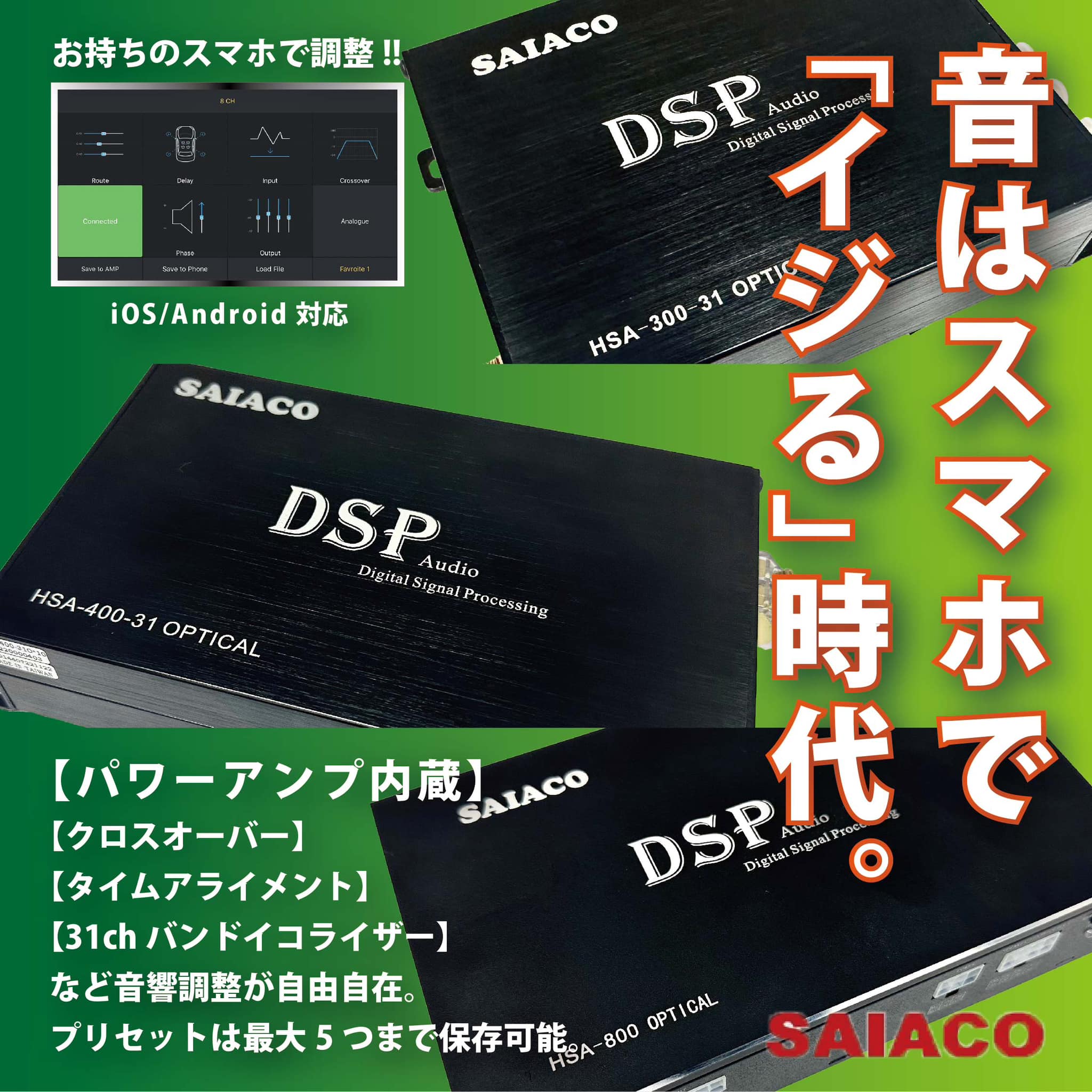 SAIACO サイアコ HSA-400.31PRO / ハイレゾ対応 4chパワーアンプ内蔵 6ch DSP  ハーネスキット・RC-1コントローラー付き(メーカー取り寄せ） : saiaco-hsa-400-31pro-with-harness-and-rc1  : サウンドウェーブメイワ ヤフー店 - 通販 - Yahoo!ショッピング