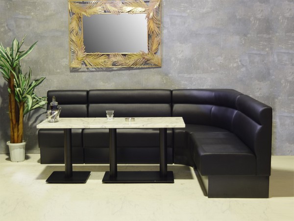 ボックステーブル 90x50cm BK脚 WH BK 大理石風柄 ラウンジ スナック