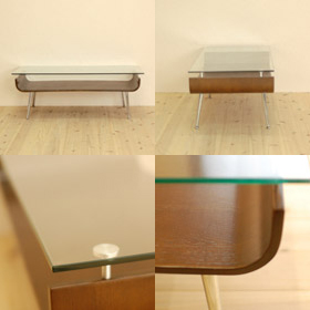 NET-301 BR NA ブラウン ナチュラル センターテーブル ガラステーブル