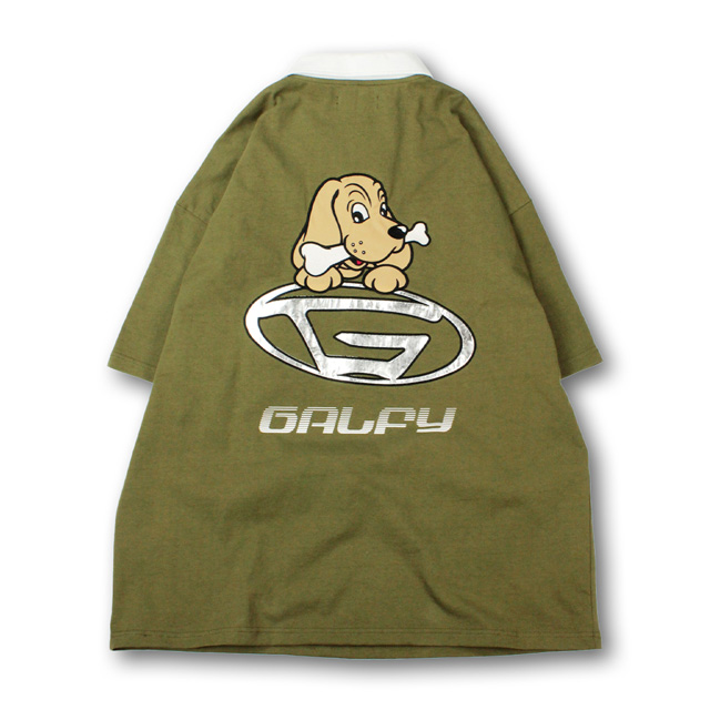 GALFY Gロゴビッグジップポロ　Bigシルエット　襟付きシャツ 犬 骨  142002 3色　中...