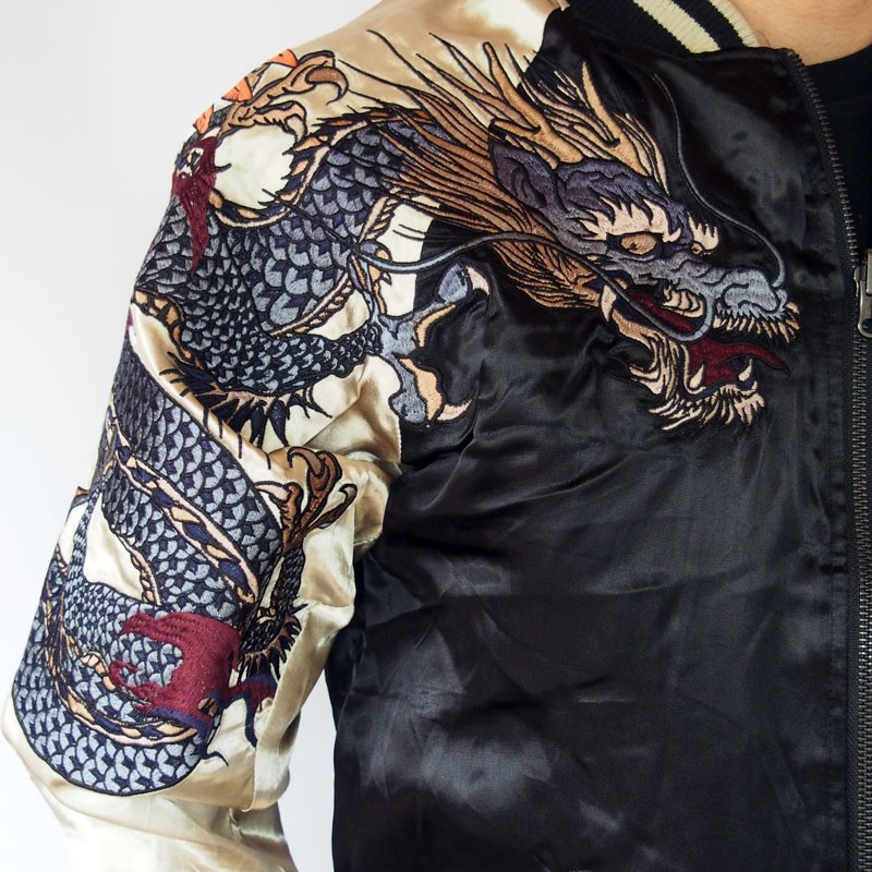 スカジャン メンズ レディース 絡繰魂 四神 刺繍 リバーシブル