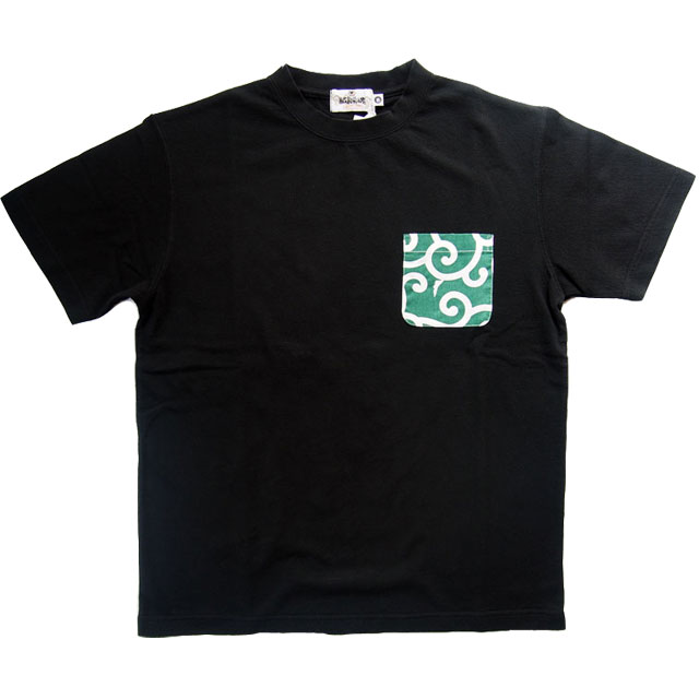 和柄tシャツ 絡繰魂 梨地 唐草ポケットTシャツ 桜流水刺繍 半袖
