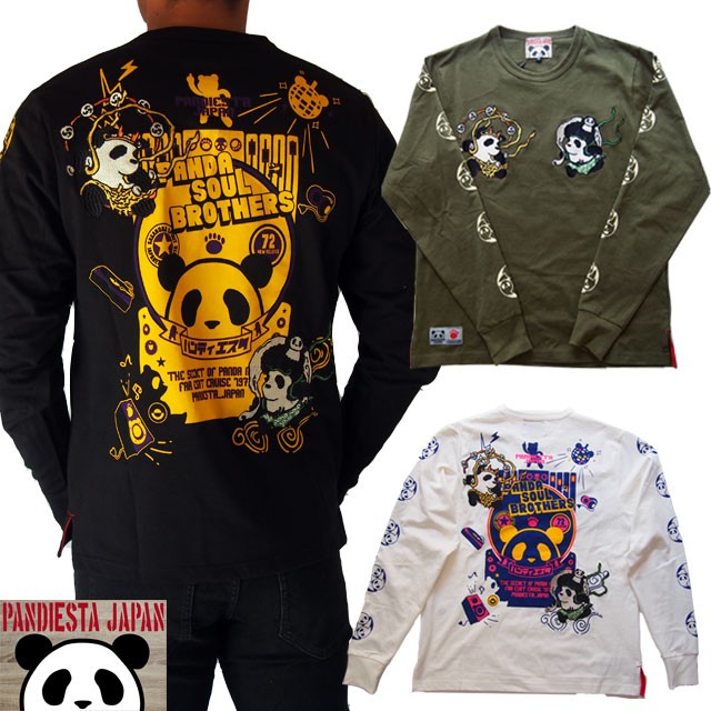 PANDIESTA JAPAN 和柄Tシャツ 長袖 tシャツ 風雷神ソウルロンT