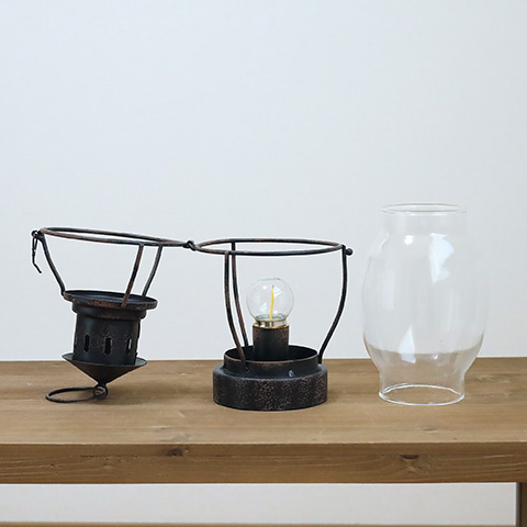 ガーデニング雑貨 LEDランタン Mサイズ アンティーク調 おしゃれ