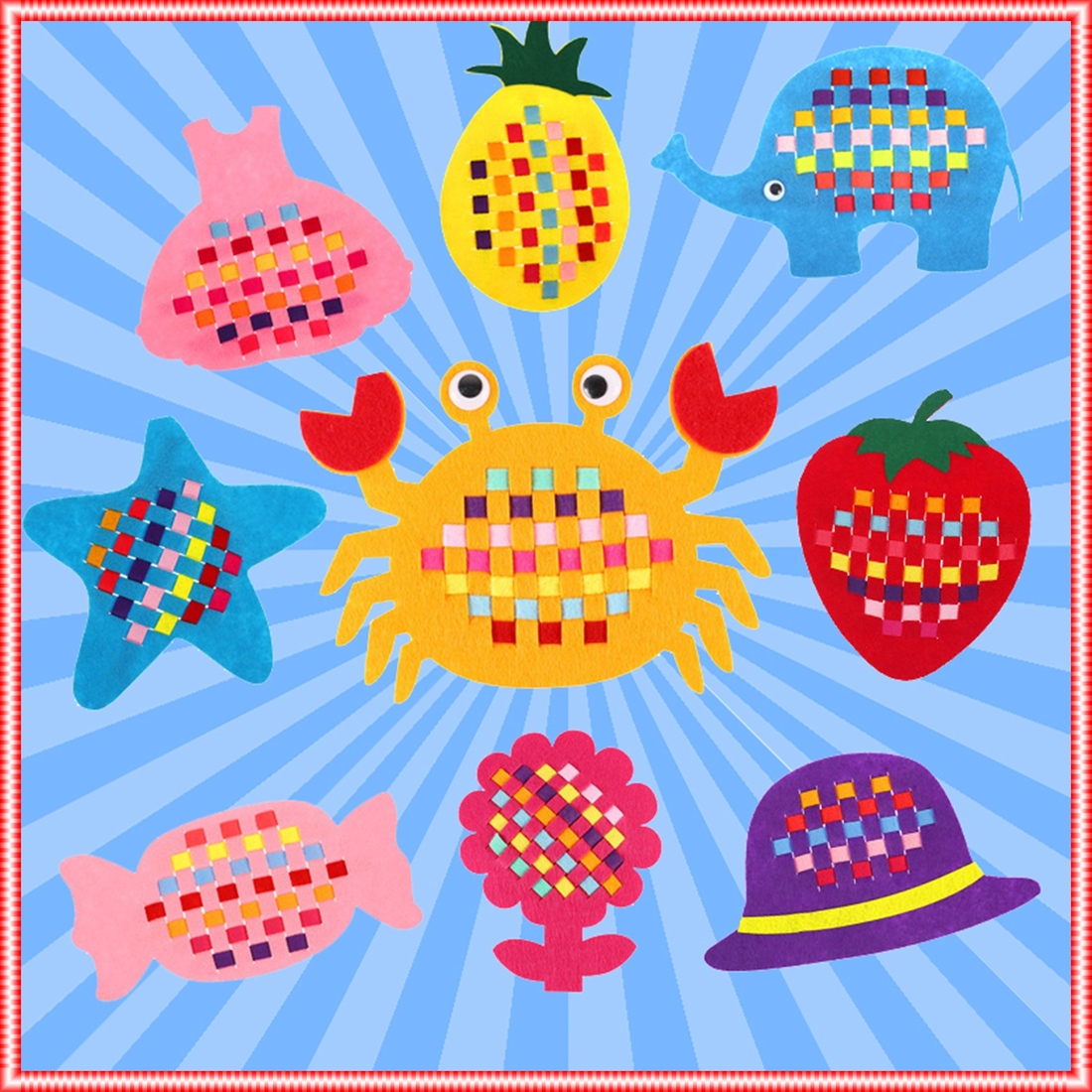 子供 用 フェルト 手芸 キット 5種セットE 格子編み 知育 おもちゃ