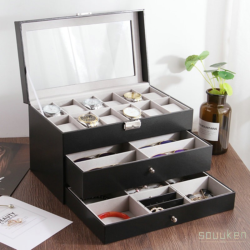 メガネ収納ケース サングラス収納ケース ジュエリー収納 老眼鏡収納ケース ウォッチ収納ケース 腕時計収納ボックス 仕切り 3段式 24本用 Xlhxnyj6 Souuken Shop 通販 Yahoo ショッピング