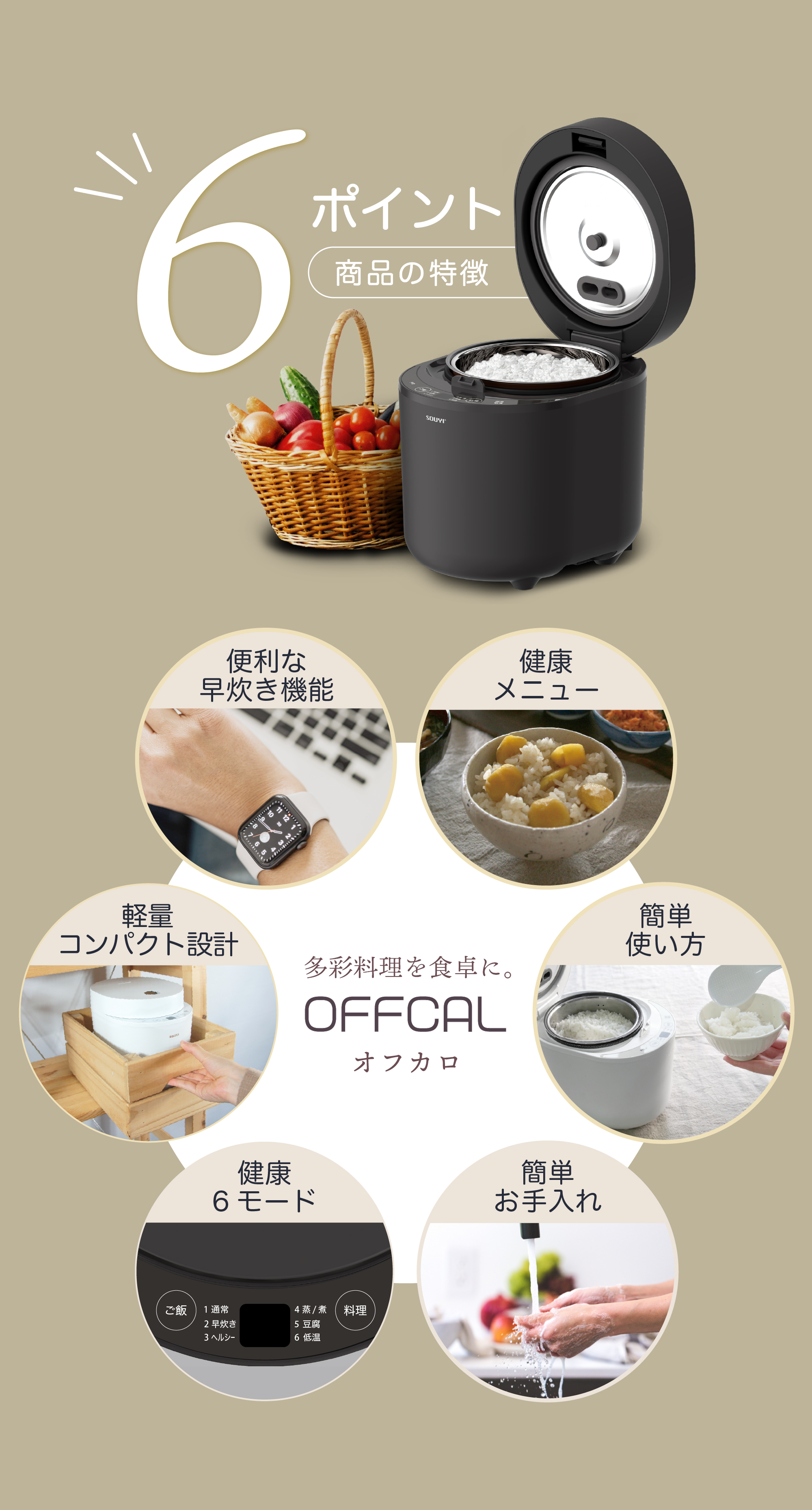 SOUYI（ソウイ） 炊飯器 2合炊き 小さい 一人暮らし ミニ多機能炊飯器