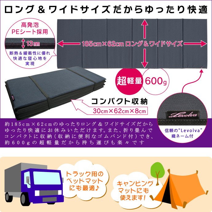 超軽量 折畳み 車中泊マット リバーシブル|車中泊グッズ 車中泊ベッド 防災グッズ マットレス キャンピングマット アウトドア キャンプ|Levolva 車中泊用品 関連画像4