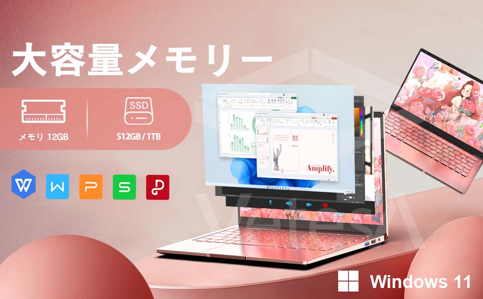 VETESA ノートパソコン 新品 Intel Celeron N4000 ピンク メモリ