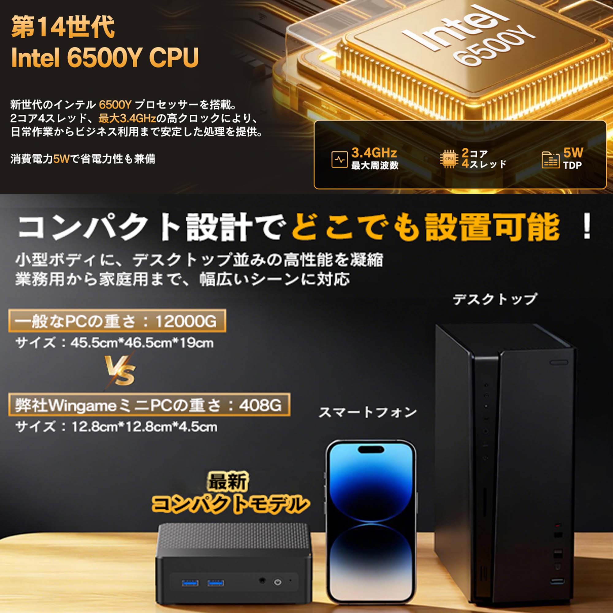 VETESA コンパクト小型 デスクトップパソコン ミニ 新品 Intel Pentium