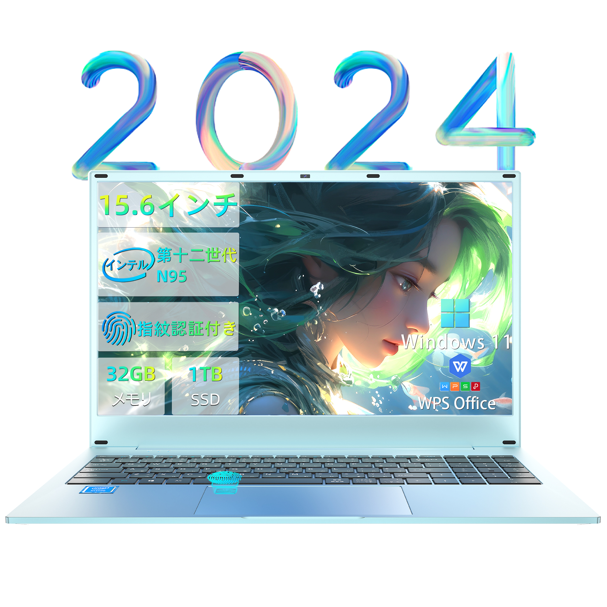 2024新モデル ノートパソコン FHD Office付き 15.6インチ Win11搭載 インテル Celeron N95 3.4GHz最大 指紋認証付き 大容量バッテリー 180度開閉可能 BNQ7｜sowa-shop｜02