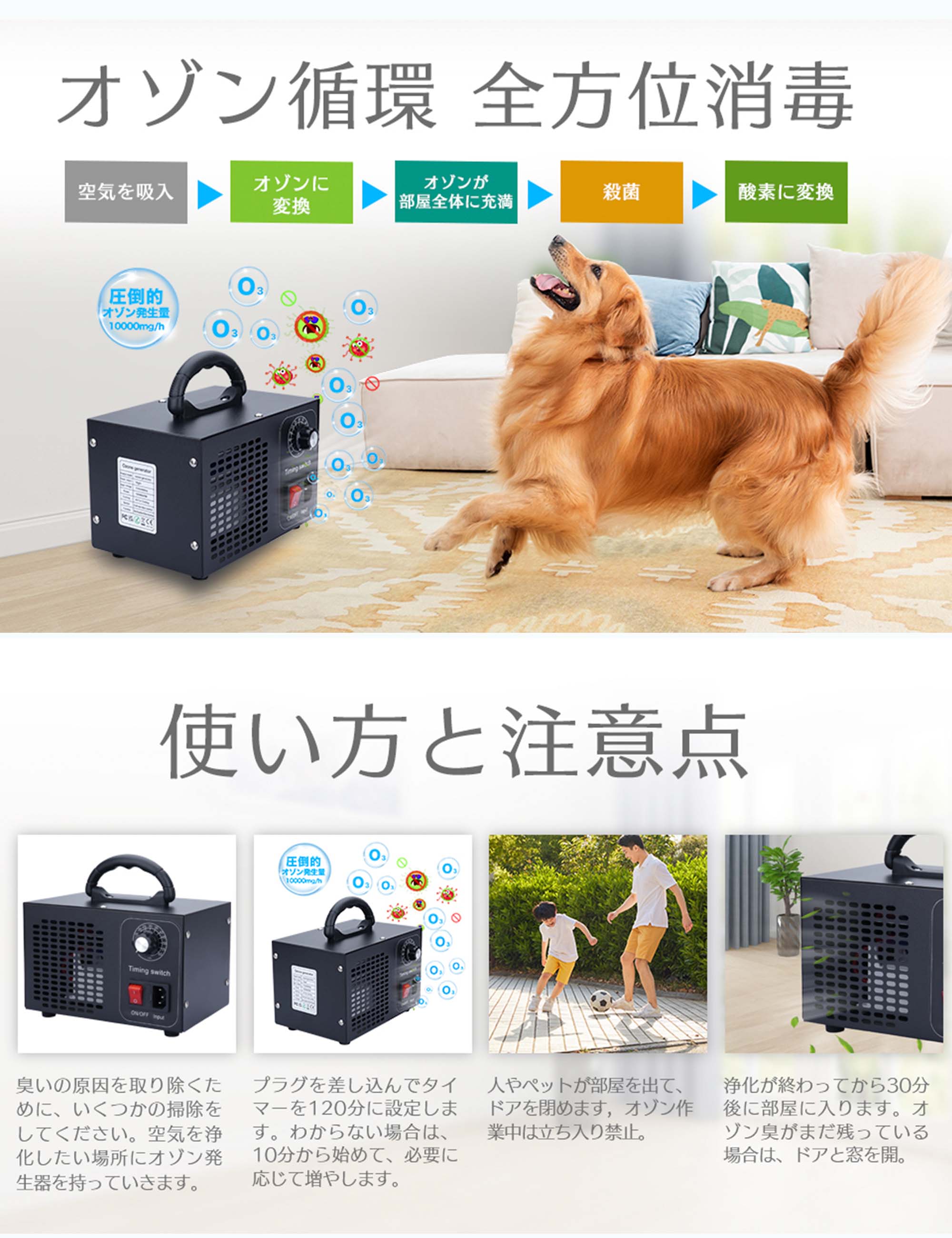 高性能 オゾン発生機 10000mg 業務用オゾン発生器 脱臭器 産業機