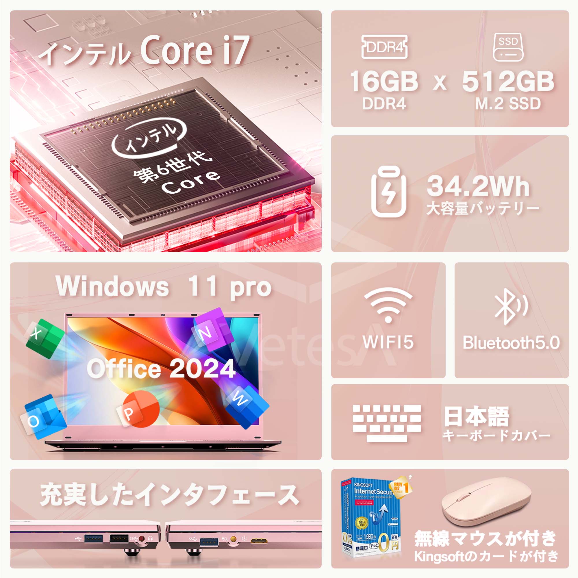 VETESA 新品 ノートパソコン 15.6 型 高性能メモリ16GB SSD 256GB