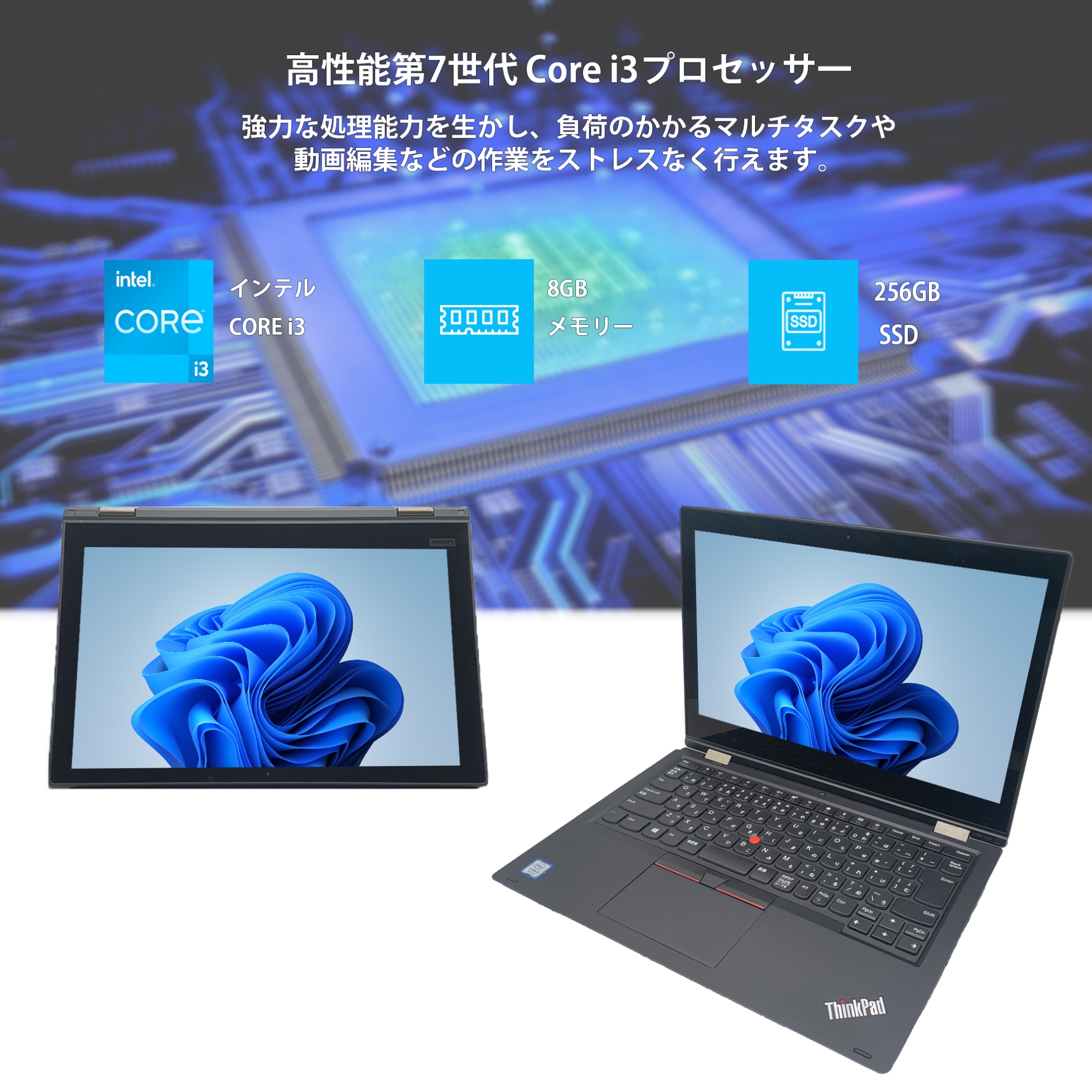 中古ノートパソコン Lenovo ThinkPad L380 yoga Core i3-7 2.2GHz 8GB SSD256GB 13.3型  2in1 タッチパネル Bluetooth Webカメラ HDMI 初期設定済み l380yoga : l540-game : VETESA - 通販  - Yahoo!ショッピング