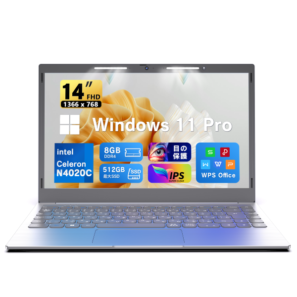 新品 ノートパソコン ノートPC モニターライト WPS搭載 Windows11搭載 Intel Celeron メモリ  8GB SSD 256GB 512GB 14.1型 テレワーク応援  初心者向け n14dp9