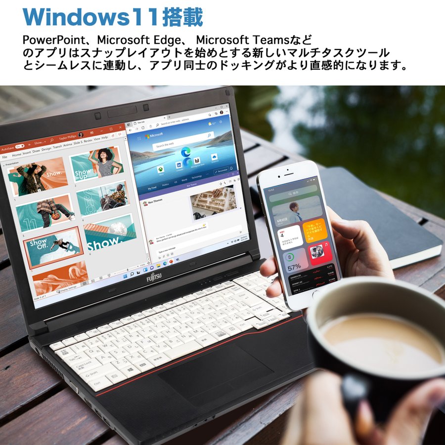 Win11搭載 中古ノートパソコン ノートPC Mircrosoft Office搭載  15.6インチ 富士通 A576 Celeron 3855U テンキー付き メモリ8GB 新品SSD256GB｜sowa-shop｜02