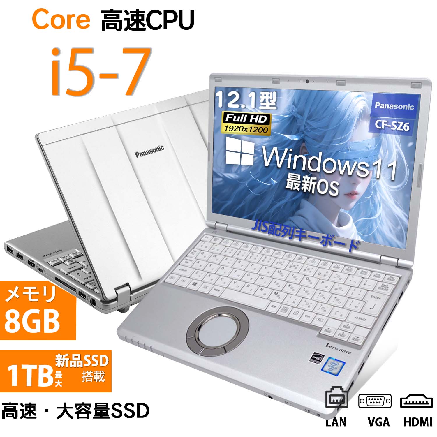 【中古】パソコン Panasonic CF-SZ6シリーズ Windows11 Panasonic 中古 ノートパソコン office付き Windows11 レッツ