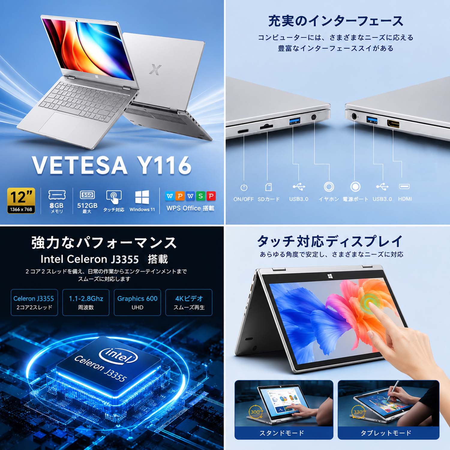 ノートPC Windows11ケース付き VETESA 新品 ノートパソコン 薄型ノートPC office Windows11搭載 12-14
