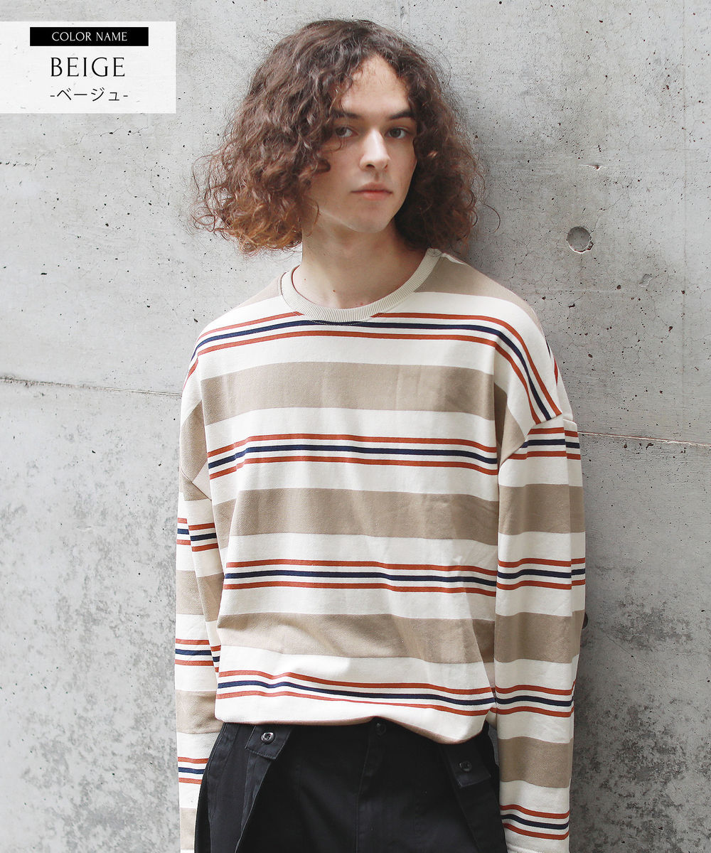 スウェット メンズ 長袖 カットソー ボーダー マルチボーダー 春 夏 秋 冬 韓国 韓国ファッション Astro0442 Soyous ソユーズ 通販 Yahoo ショッピング