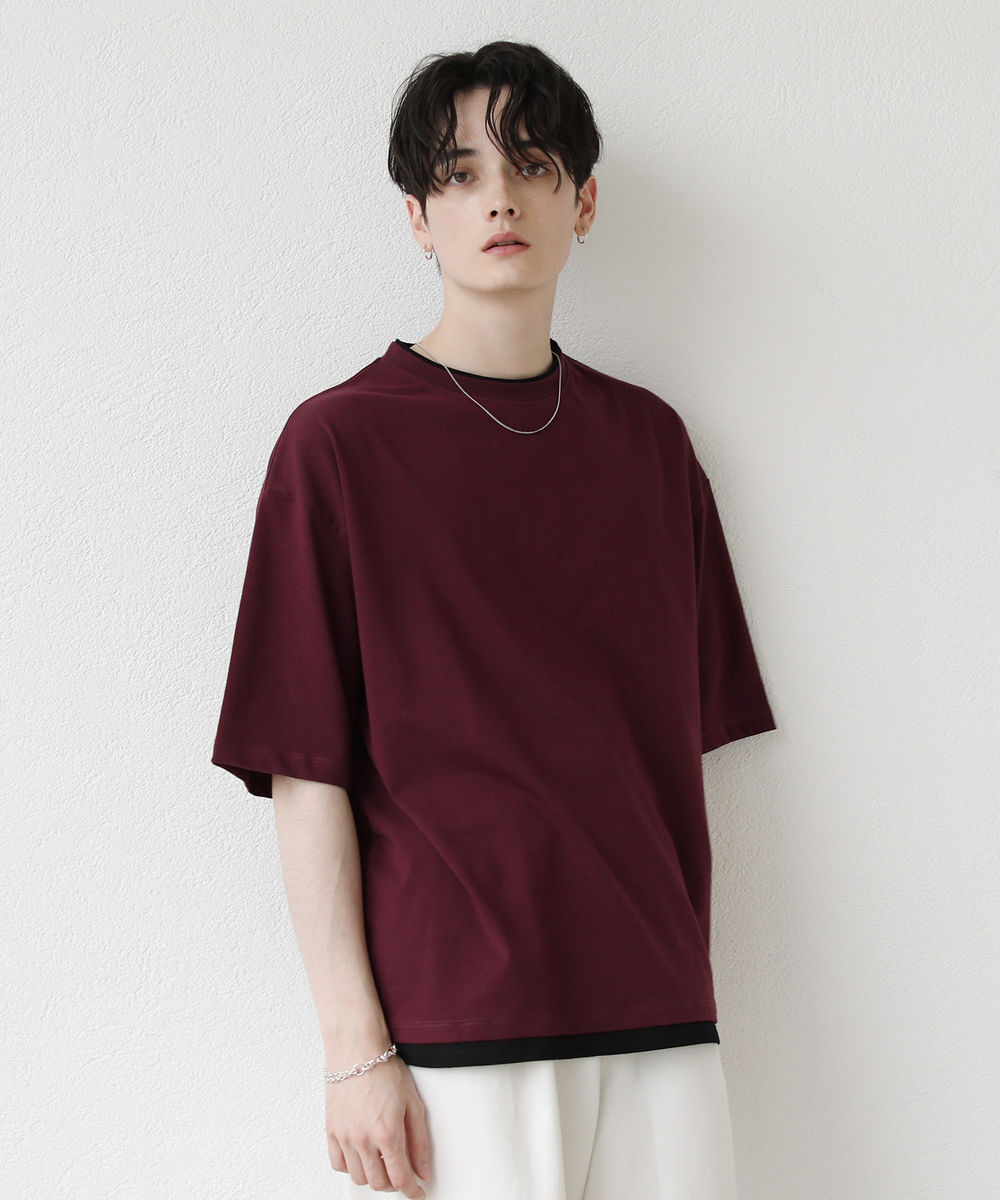 Tシャツ 半袖 カットソー メンズ 夏 春 ファッション レイヤード フェイクレイヤード ルーズシルエット |  | 04