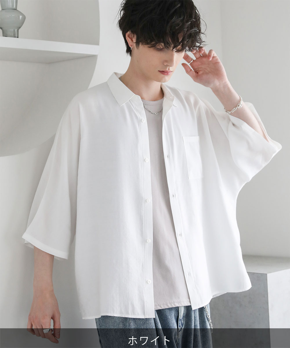 シャツ メンズ シアー ドルマン カジュアルシャツ S M L XL 涼しい 春 夏｜soyous｜02