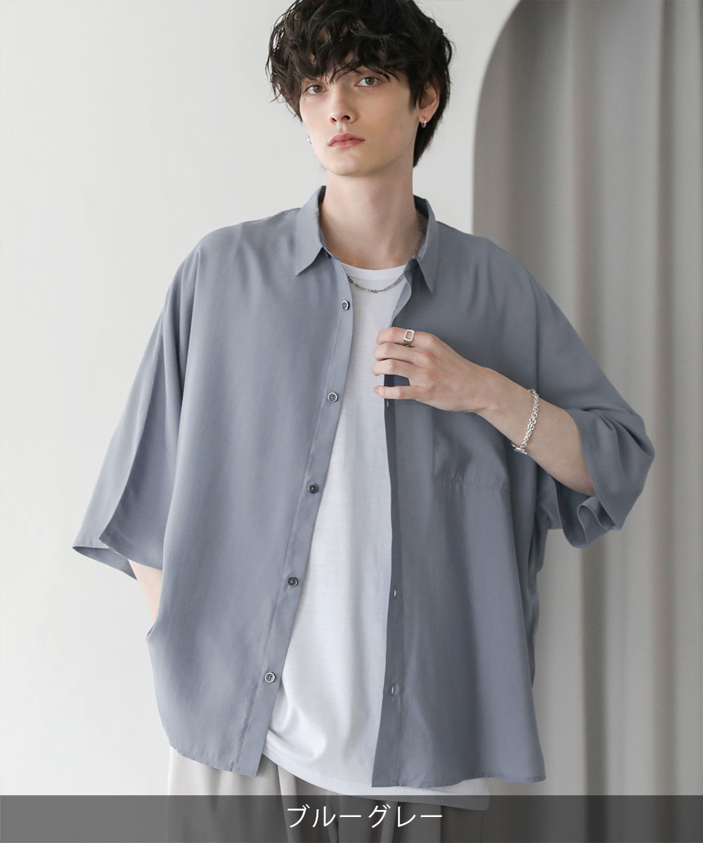 シャツ メンズ シアー ドルマン カジュアルシャツ S M L XL 涼しい 春 夏 |  | 02