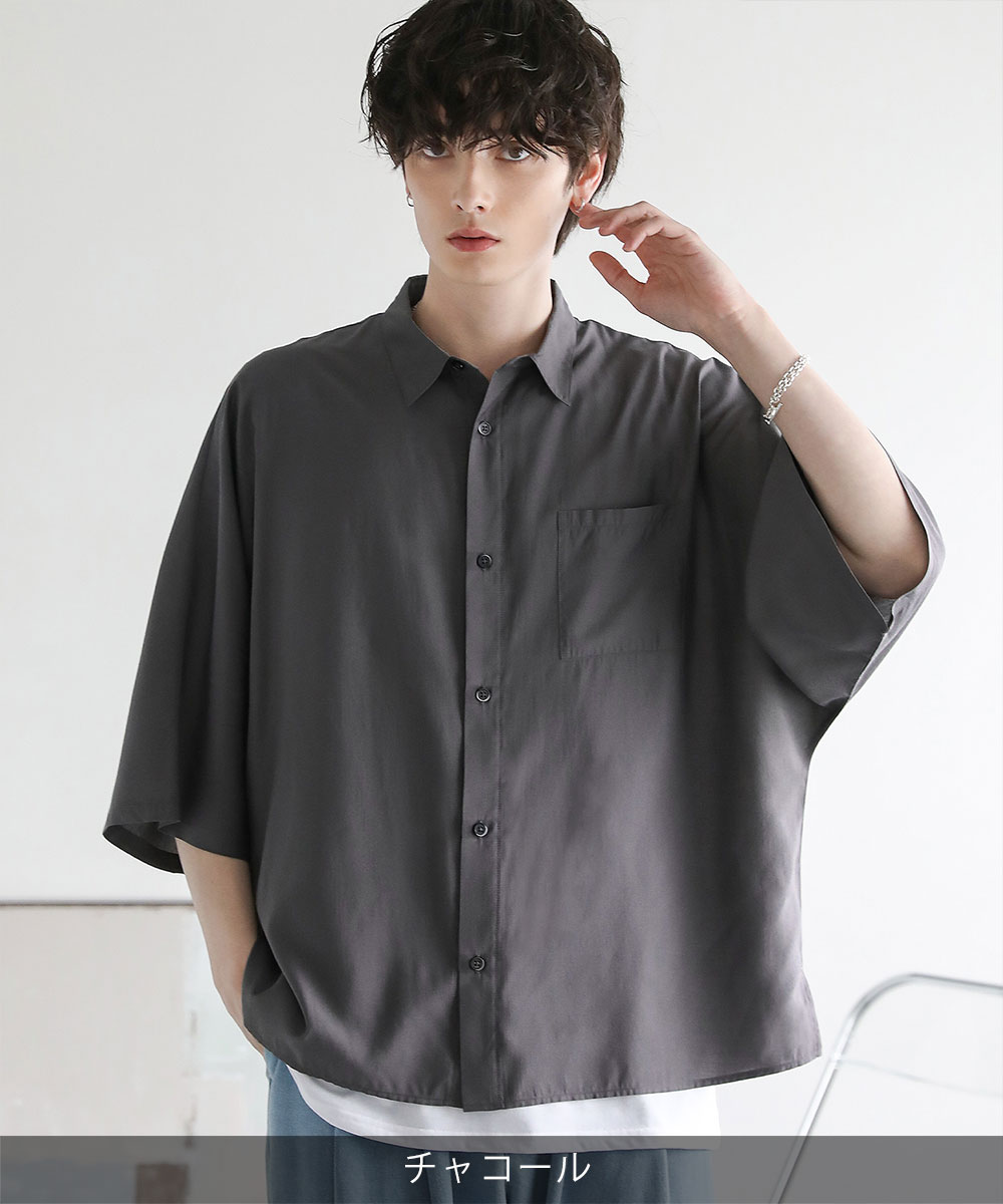 シャツ メンズ シアー ドルマン カジュアルシャツ S M L XL 涼しい 春 夏 |  | 03