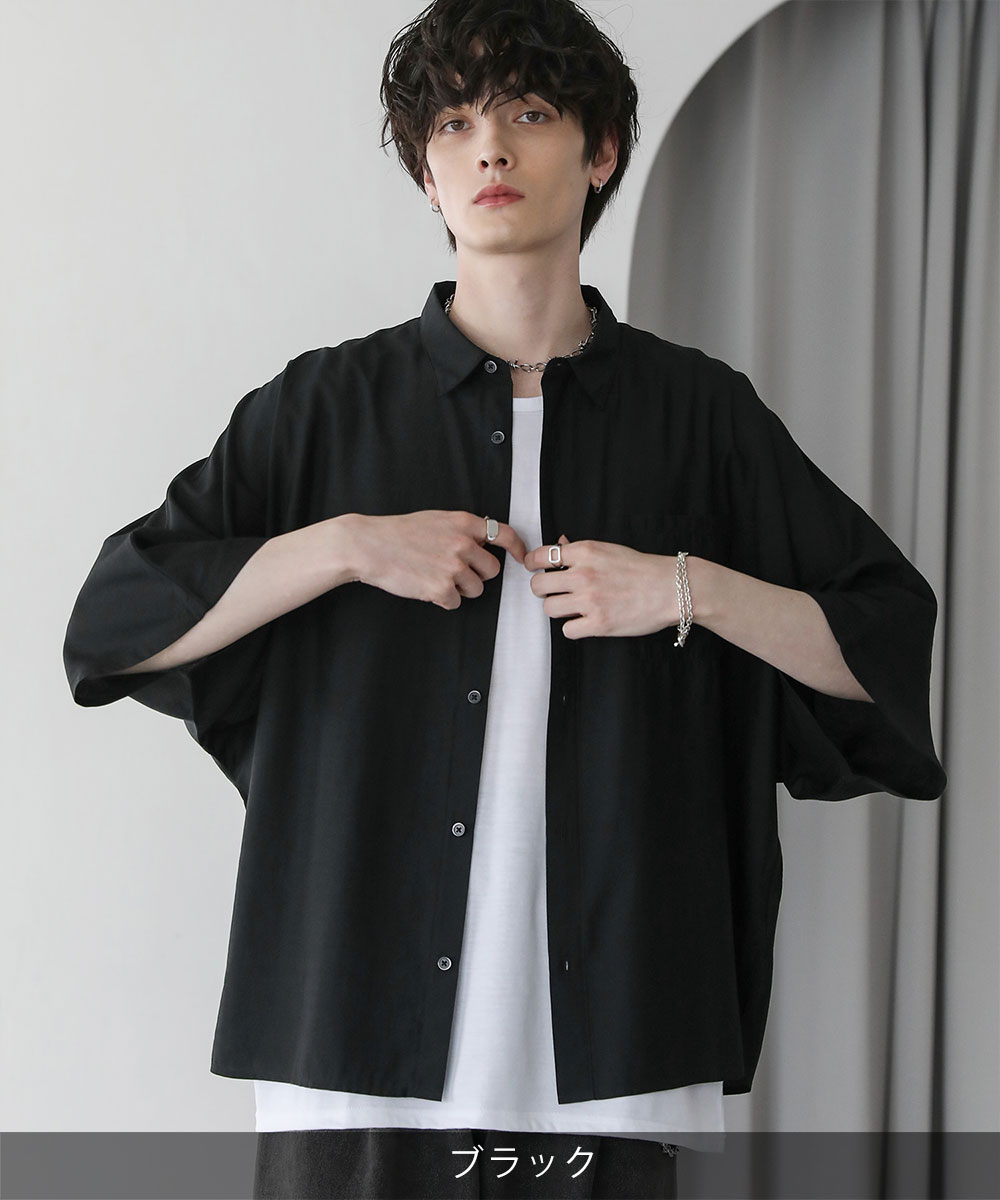 シャツ メンズ シアー ドルマン カジュアルシャツ S M L XL 涼しい 春 夏 |  | 05