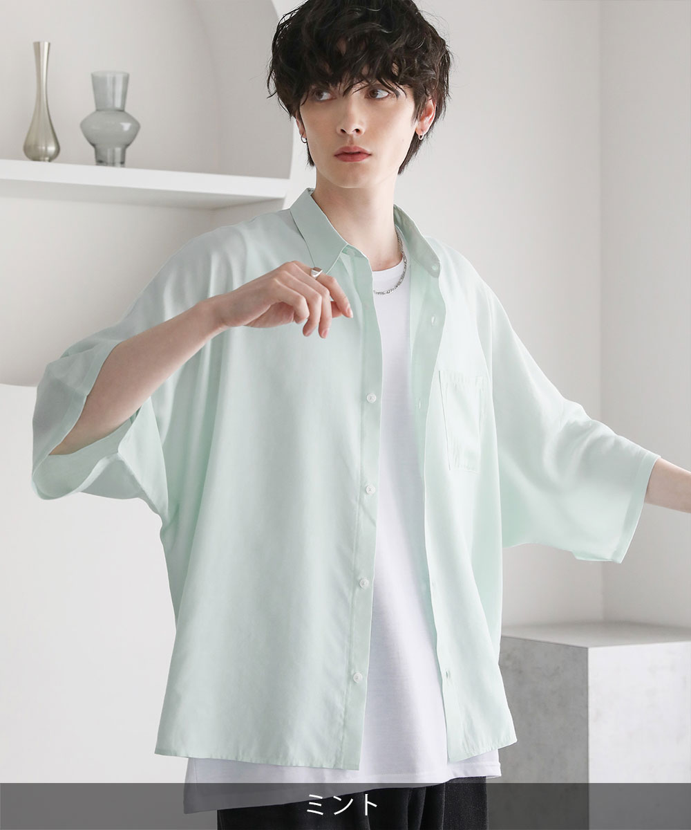 シャツ メンズ シアー ドルマン カジュアルシャツ S M L XL 涼しい 春 夏 |  | 06