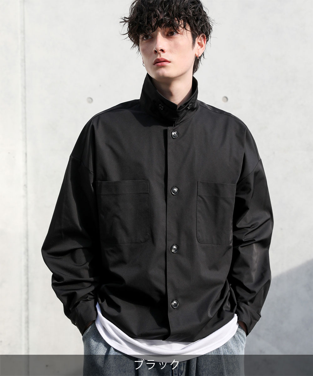 売れ筋介護用品も！ メンズ ジャケット ダブルポケット 仕様 ハイネック 2way シャツ ジャケット・アウター