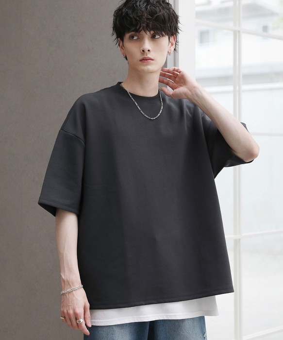 メンズ Tシャツ 半袖 カットソー ビッグシルエット ポンチ