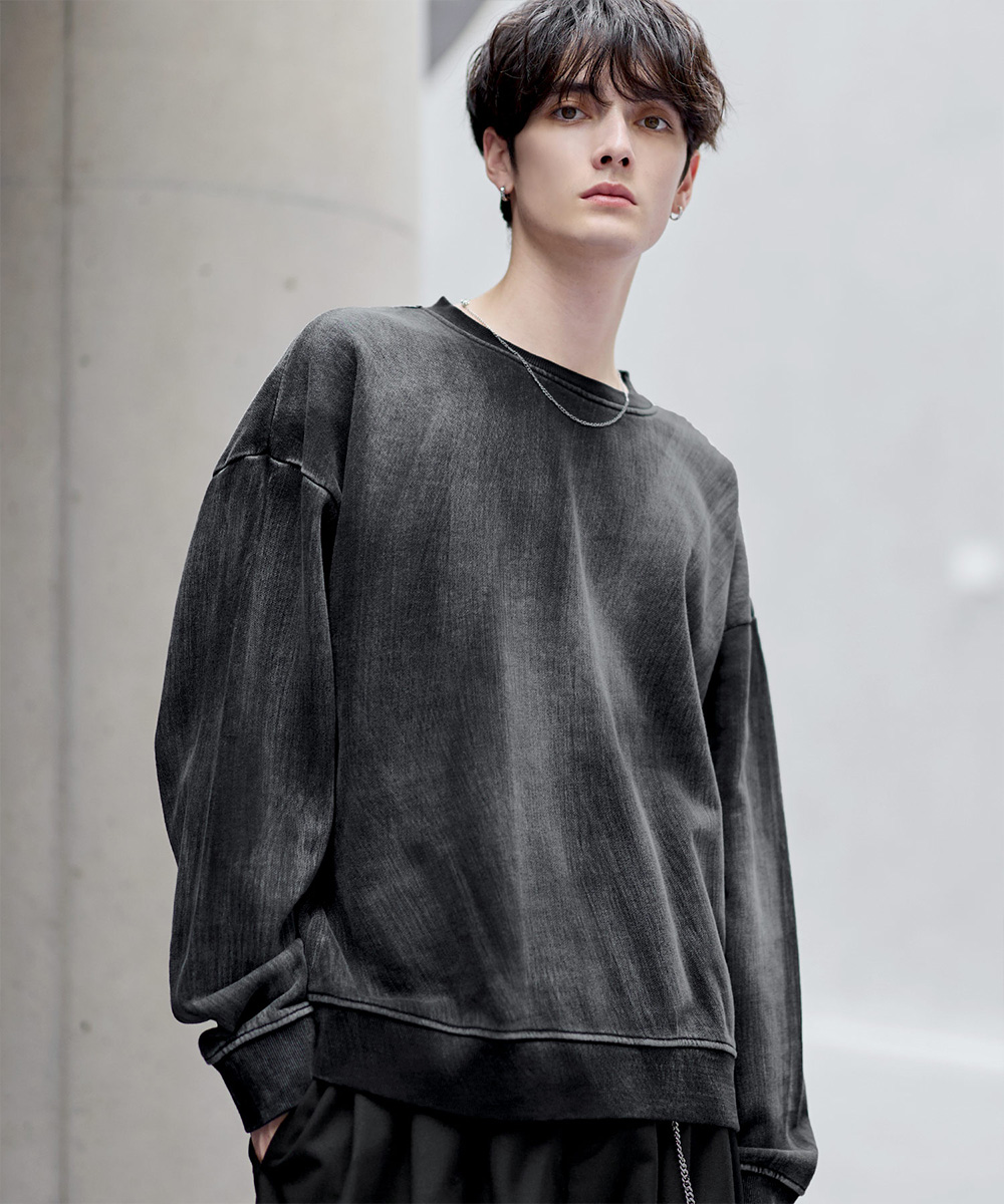 スウェット メンズ ピグメント加工 ヘビー ウェイト クルー トレーナー