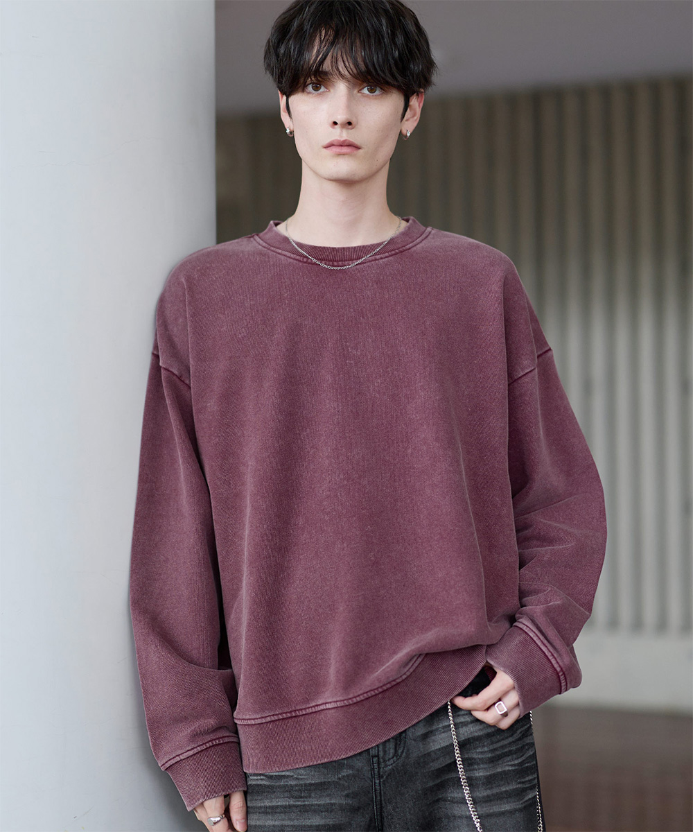 スウェット メンズ ピグメント加工 ヘビー ウェイト クルー トレーナー