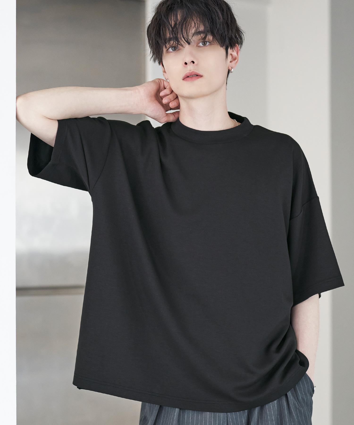 【ブラック】UNITED EDITION 半袖モックネックカットソー BEAUTY＆YOUTH UNITED ARROWS tシャツ 「WEB限定 WARDROBE SMART