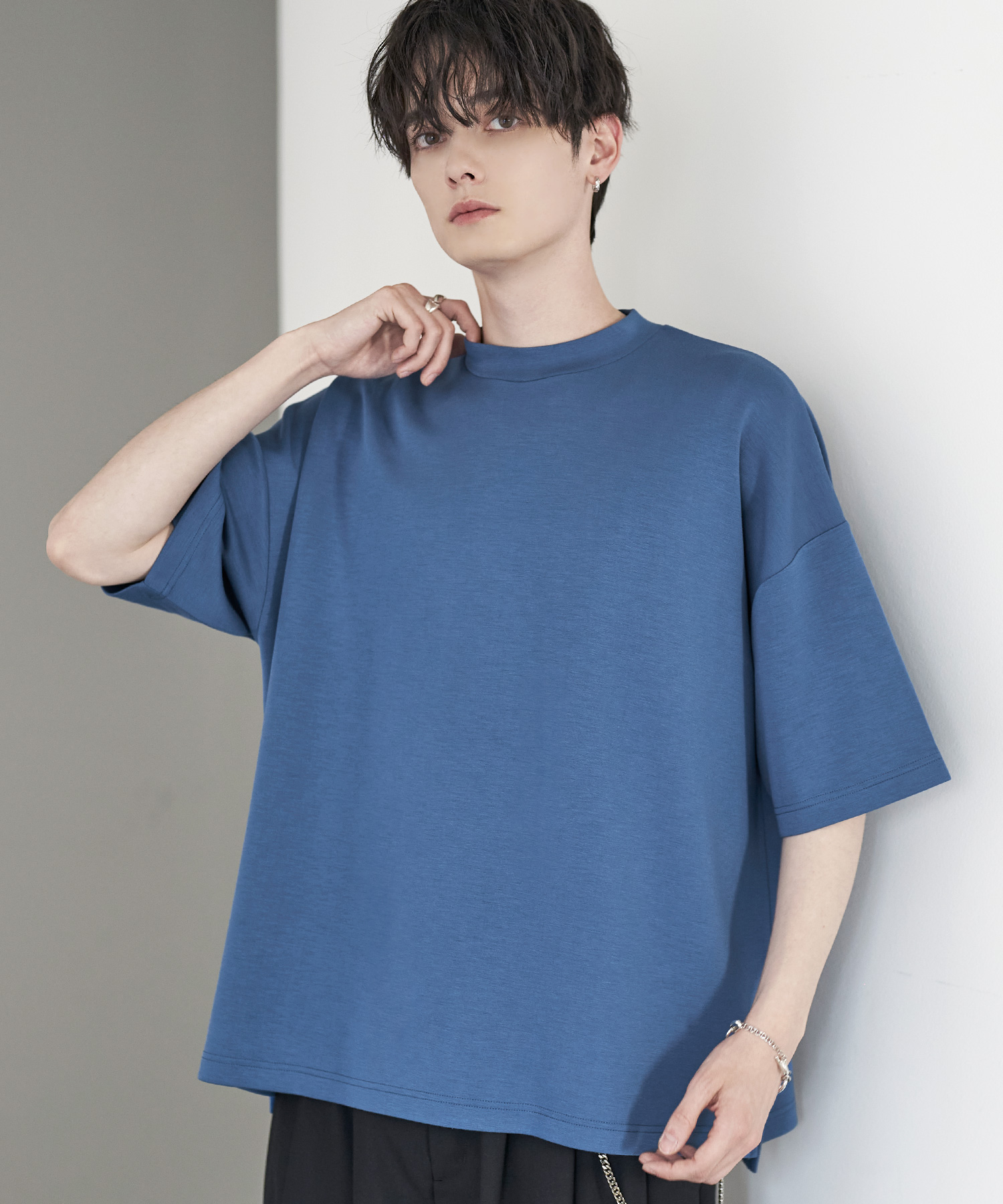 オフホワイト 【ジャックバニー】美品 モックネック ボーダー ブルー 6 