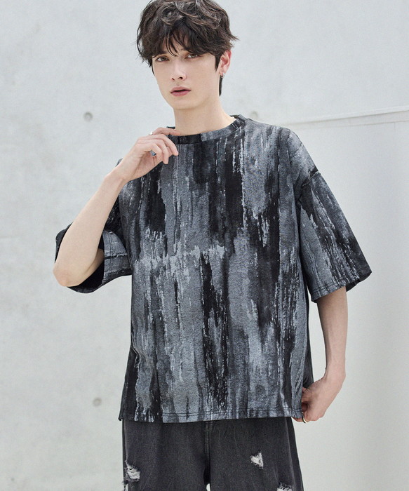 Tシャツメンズ 夏服 夏 半袖 グレー系 グラフィック ビンテージ加工