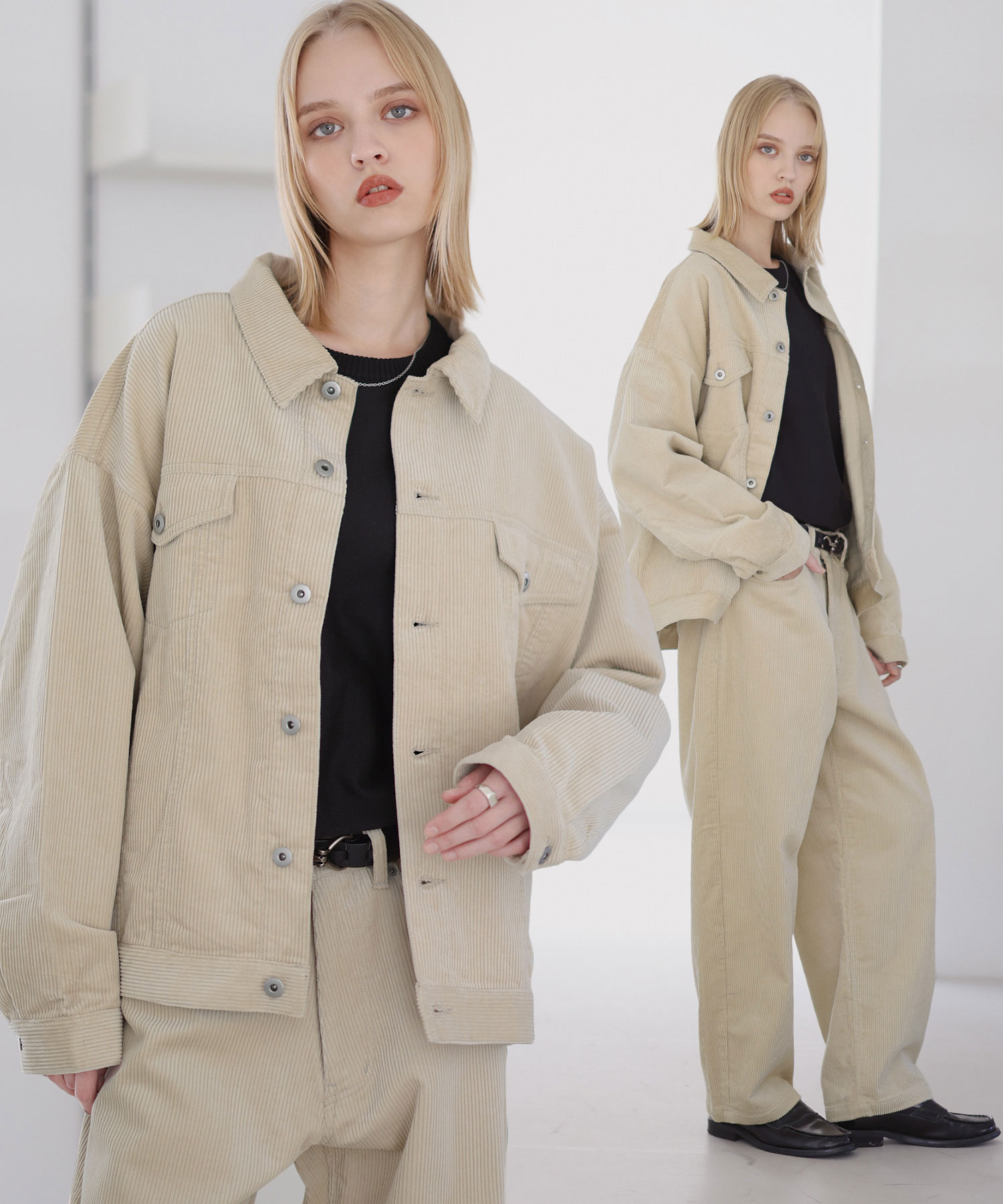 セットアップ 2点セット】デニム コーデュロイ ジャケット ワイド