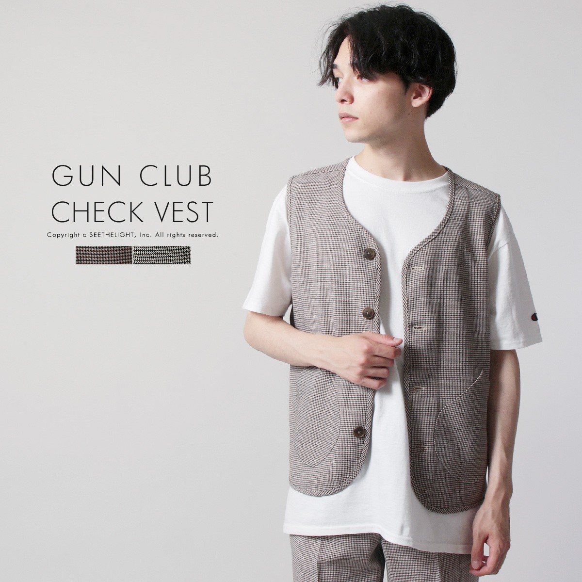 Cabana カバナ21AWジレ美品ガンクラブチェック 38アローズ ガンクラブチェック ロング ジレ（JKWOSA0306） | 23区