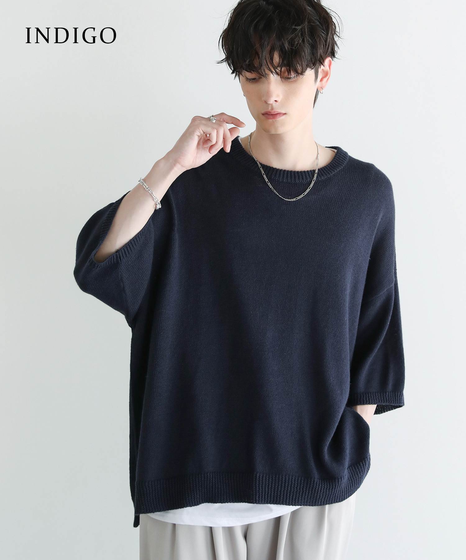 年末のプロモーション大特価！ クルー 半袖 綿麻 メンズ サマーニット ニット コットン XL L M トップス