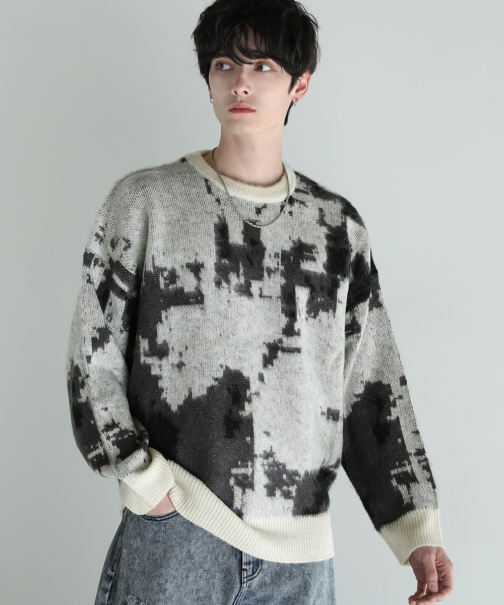 マルチカラージャガードニットポロ BEAMS HEART（ビームス ハート）マルチジャカード ニットポロ