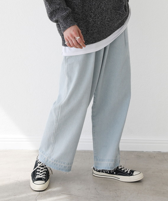 メンズ デニムパンツ フリンジ ヘビーウェイト ワイド M L XL メンズ デニムパンツ フリンジ ヘビーウェイト ワイド M L XL