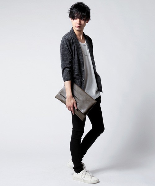 DressedUndressed バックカットアウトブレザーユニセックス フェイクレザー PUレザー 2WAY ユニセックス クラッチ トート